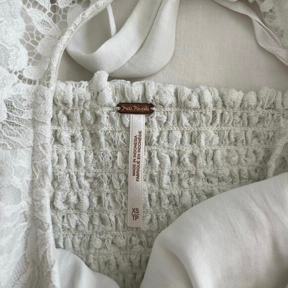 Free People NWT Hailee White Ivory Lace Back Tie Mini Dress, Size XS - Picture 10 of 13